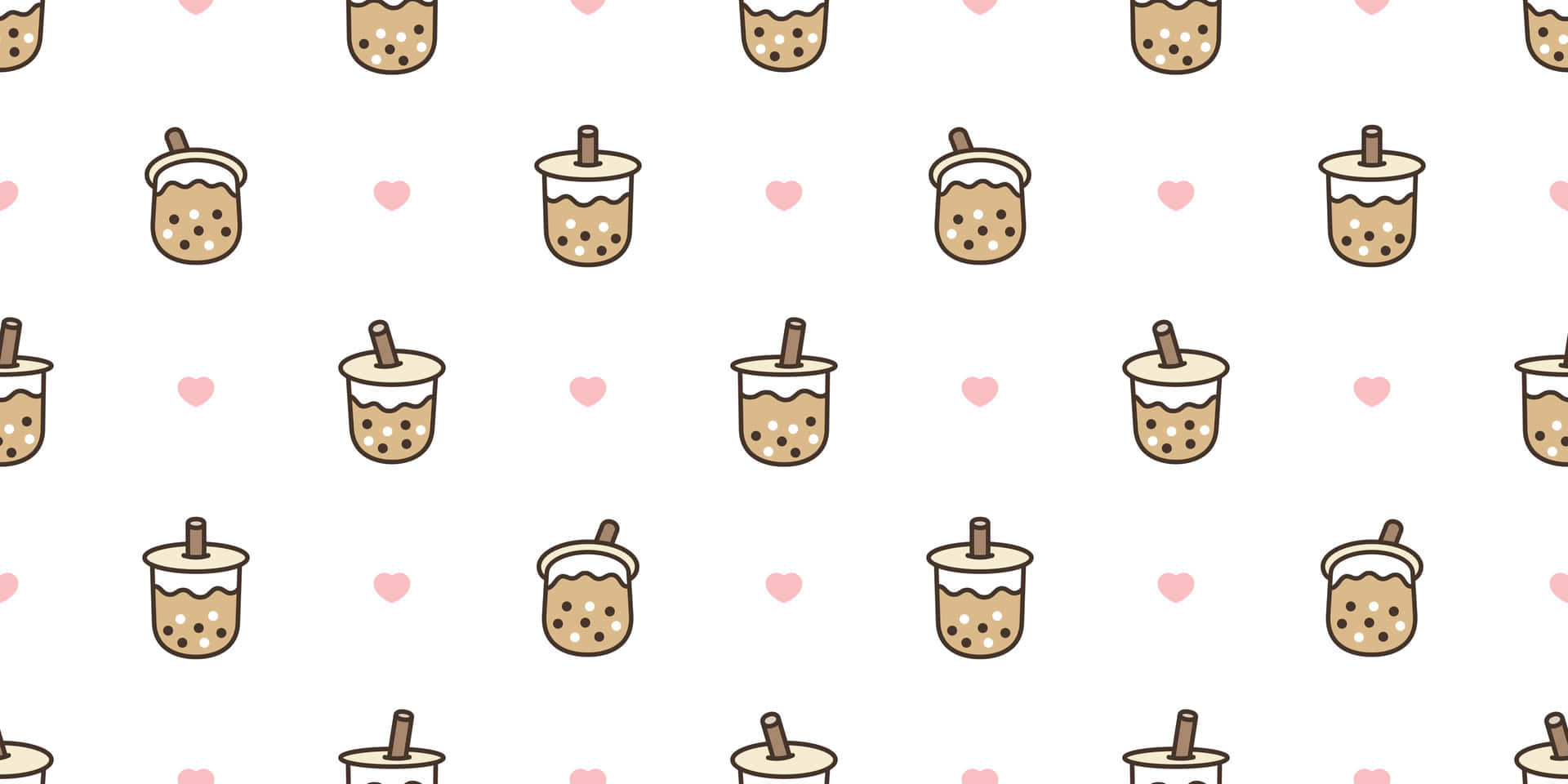 boba tea, cartoon bubble tea cups, brown straws, Full HD Desktop Wallpaper