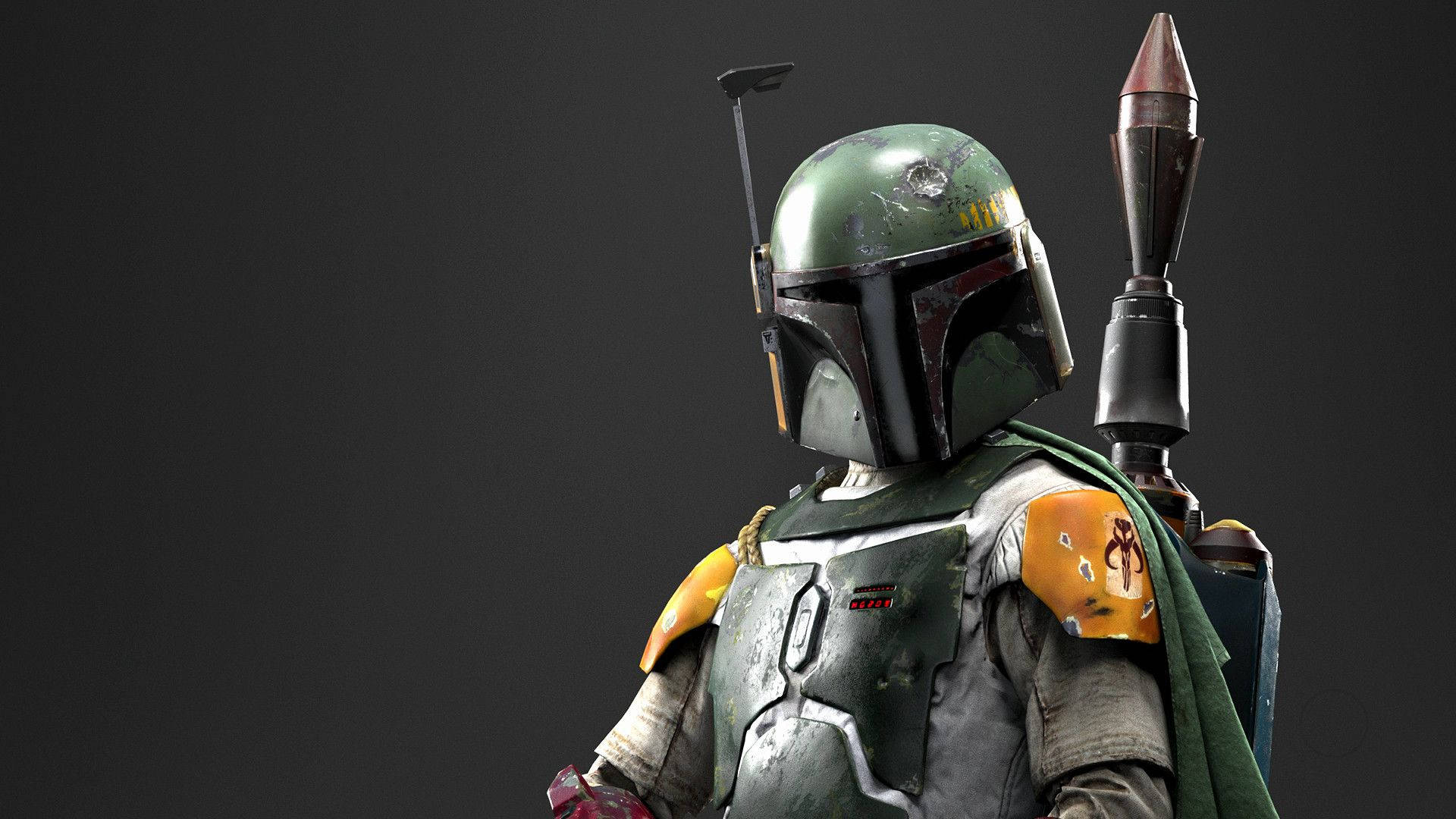 Boba Fett, green and orange armor, rocket launcher, Full HD Desktop Wallpaper