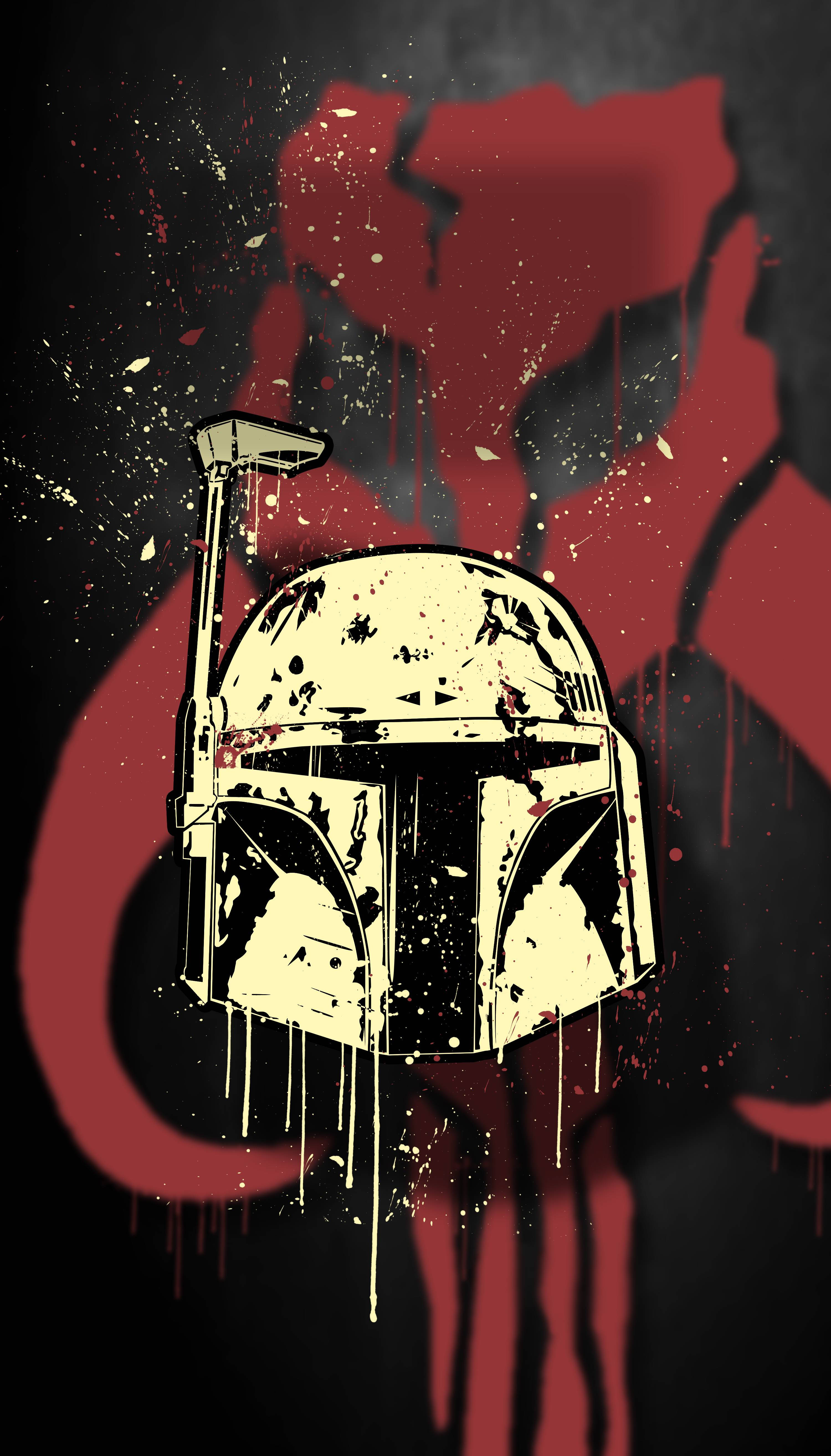 Boba Fett, helmet, mythosaur skull, 5K Phone Wallpaper