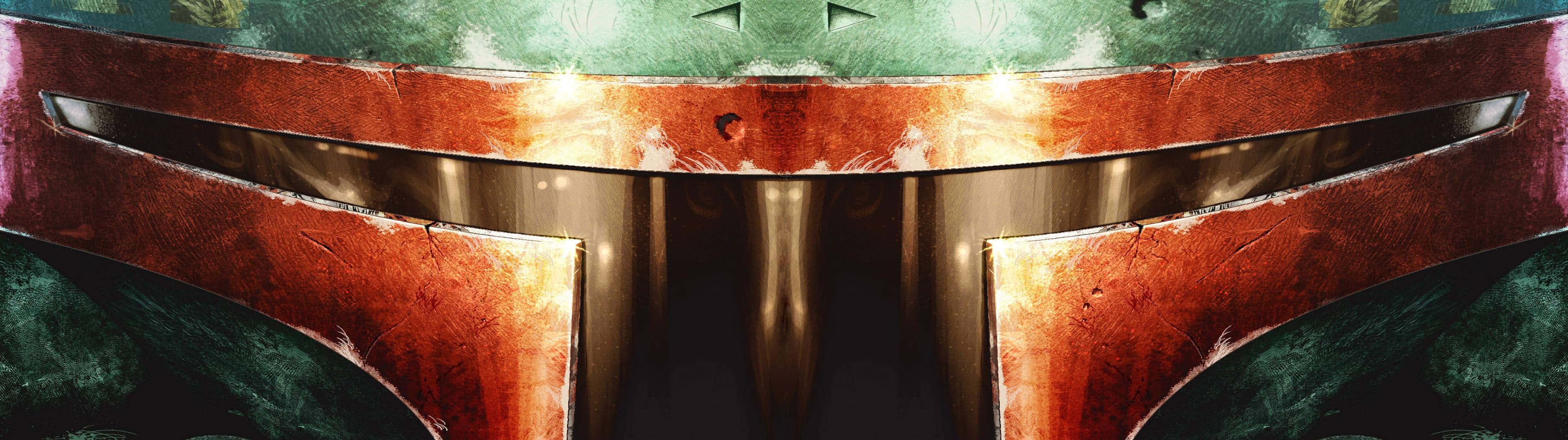 Boba Fett, iconic helmet, weathered orange and green armor, 4K Desktop Wallpaper