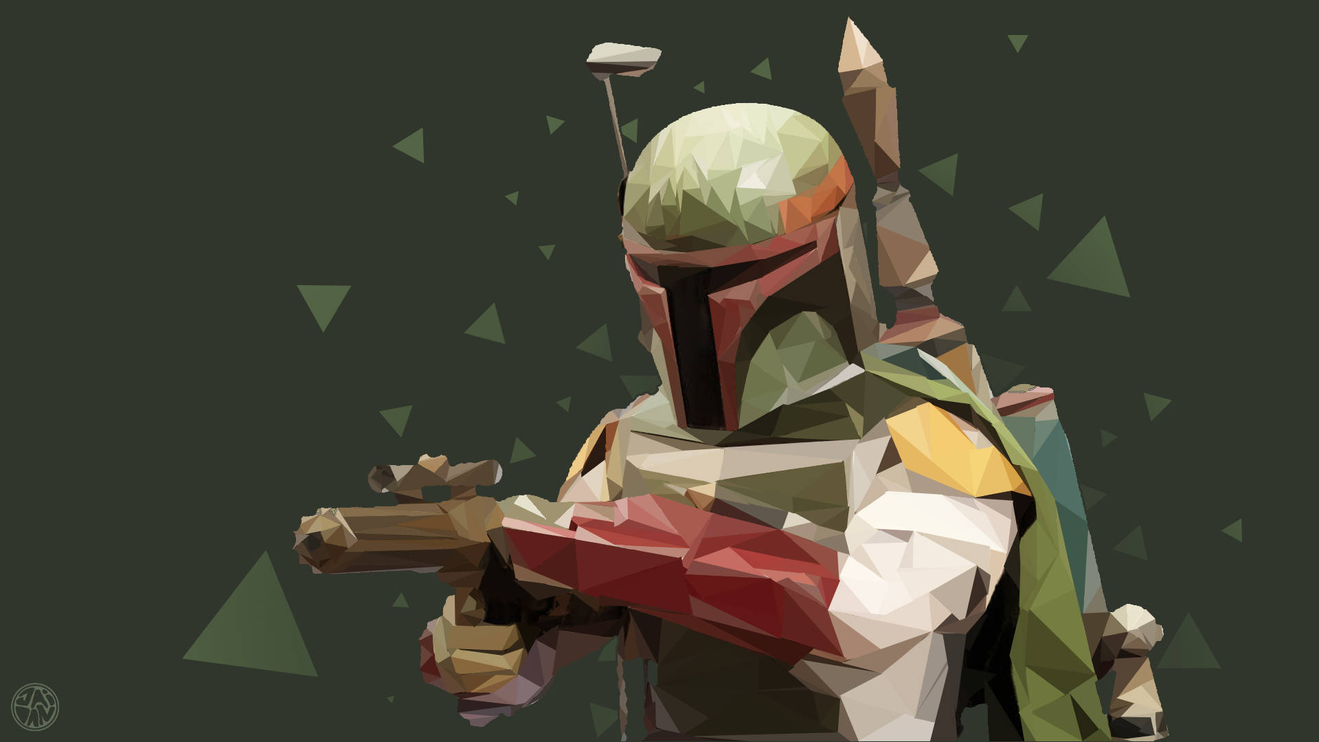 Boba Fett, full armor, blaster, Full HD Desktop Wallpaper
