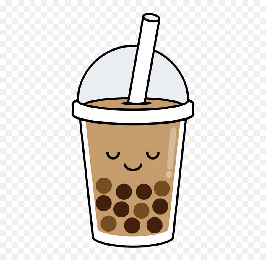 cute boba tea, big pearls, cartoon bubble tea cup, SD Desktop Wallpaper