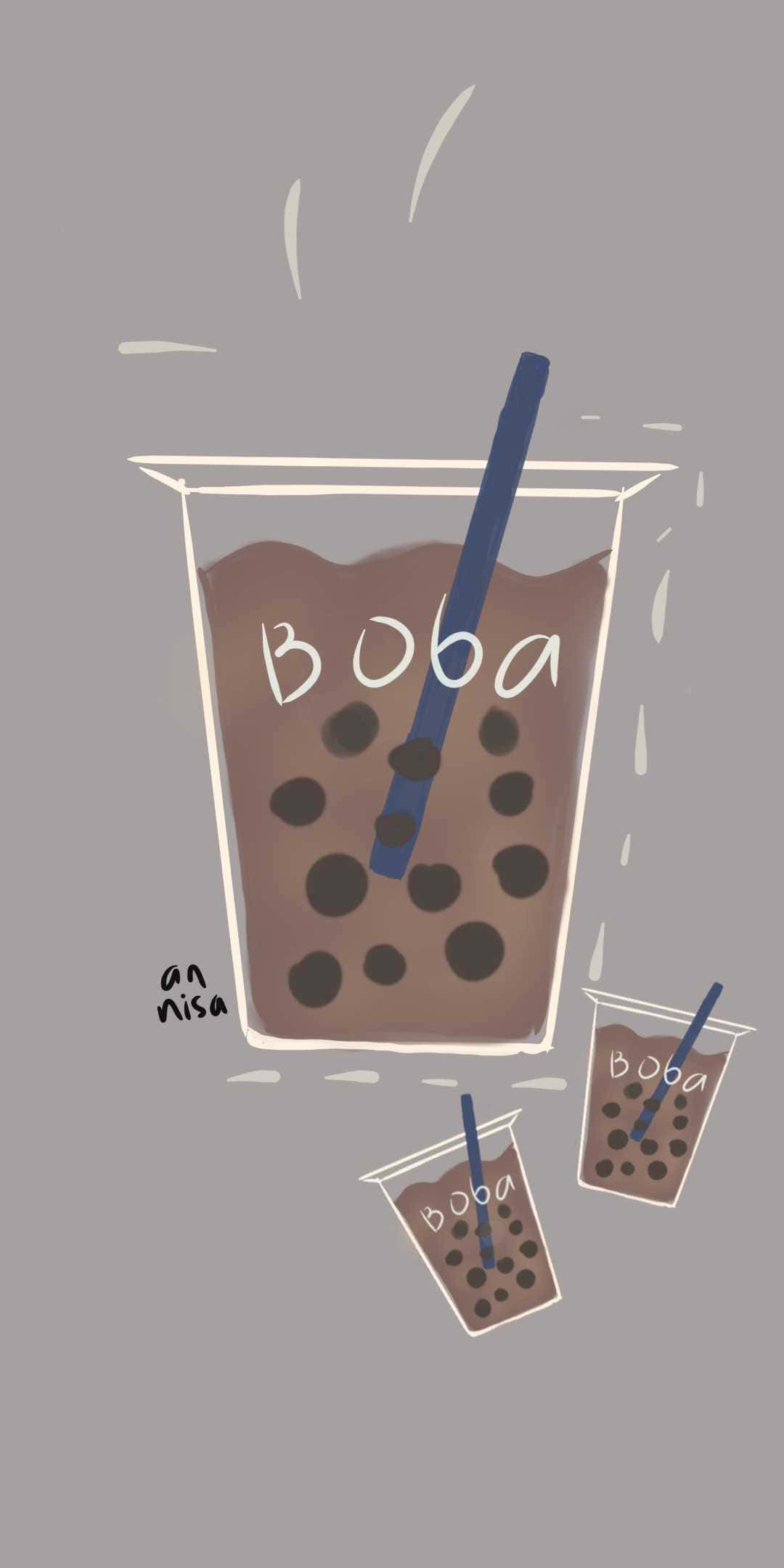 boba tea, tapioca pearls, blue straws, Full HD Phone Wallpaper