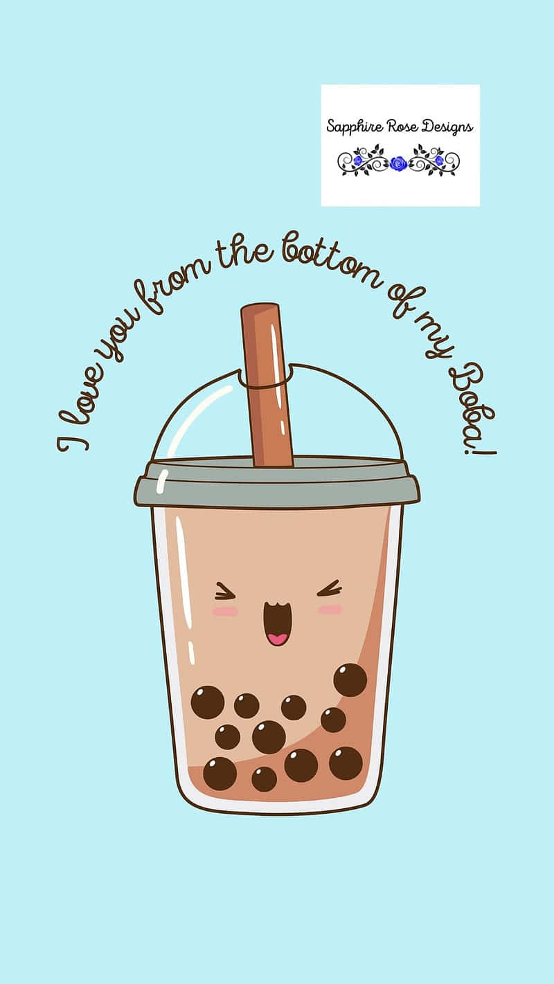 Cute Boba Tea Love, bubble tea cup, smiling face, HD Phone Wallpaper