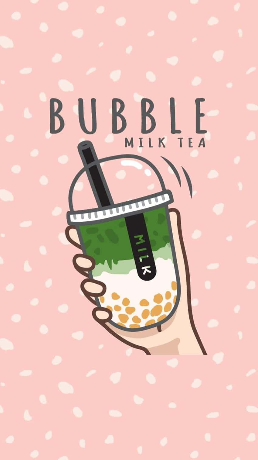 bubble cute boba tea, green bubble milk tea, tapioca pearls, HD Phone Wallpaper