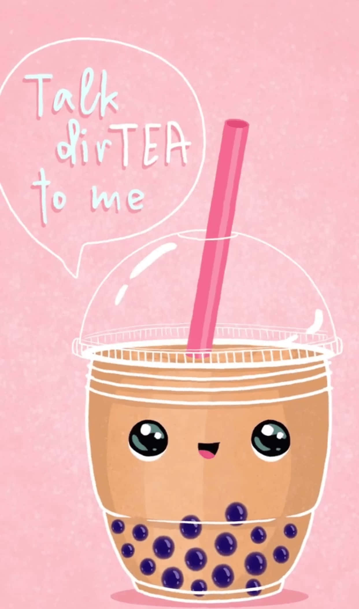 cute boba tea cartoon pun, boba tea cup, big eyes, Full HD Phone Wallpaper