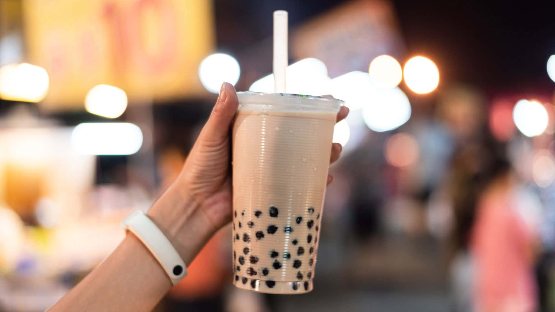 Boba Tea, night market, black pearls, Full HD Desktop Wallpaper