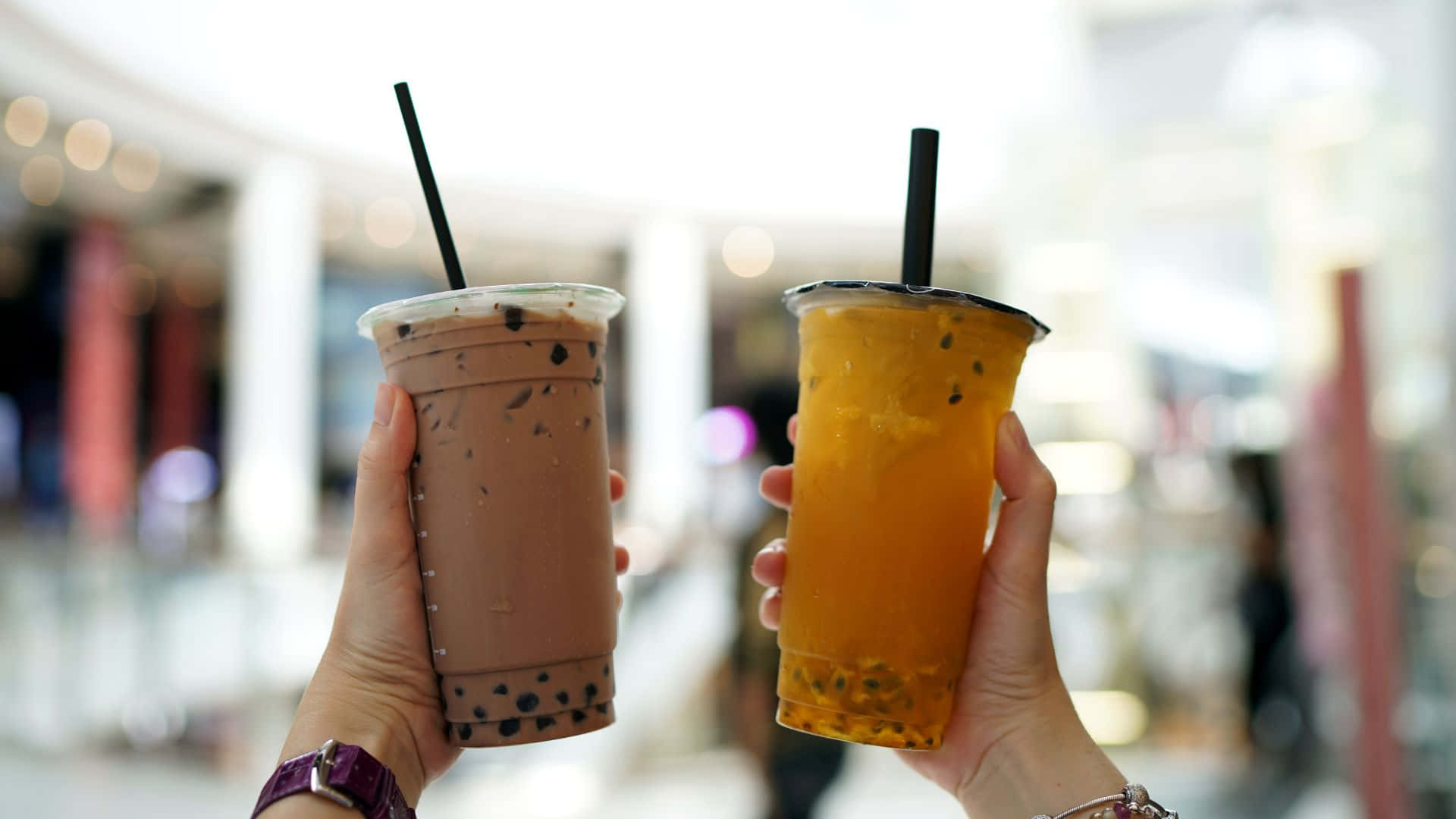 boba tea, chocolate, passionfruit, Full HD Desktop Wallpaper