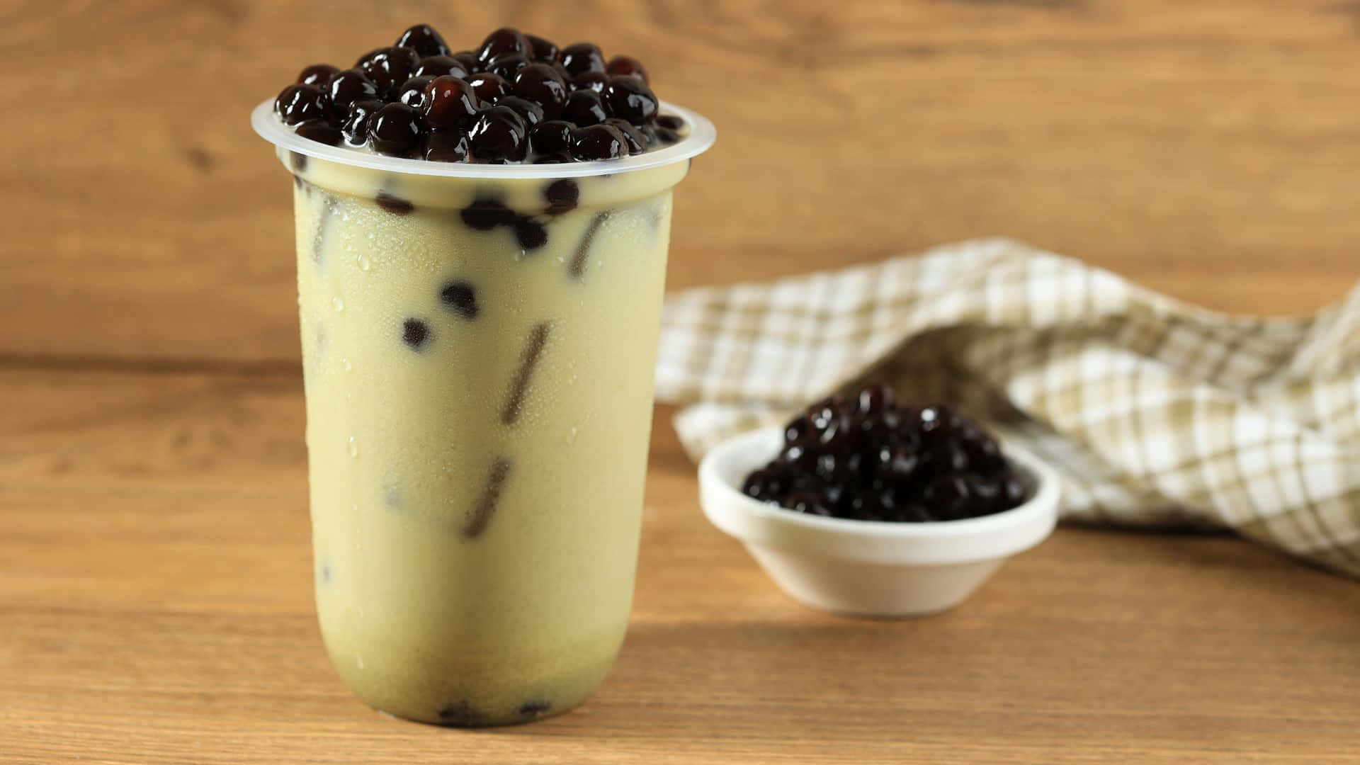 boba milk tea, tapioca pearls, glossy black tapioca pearls, Full HD Desktop Wallpaper