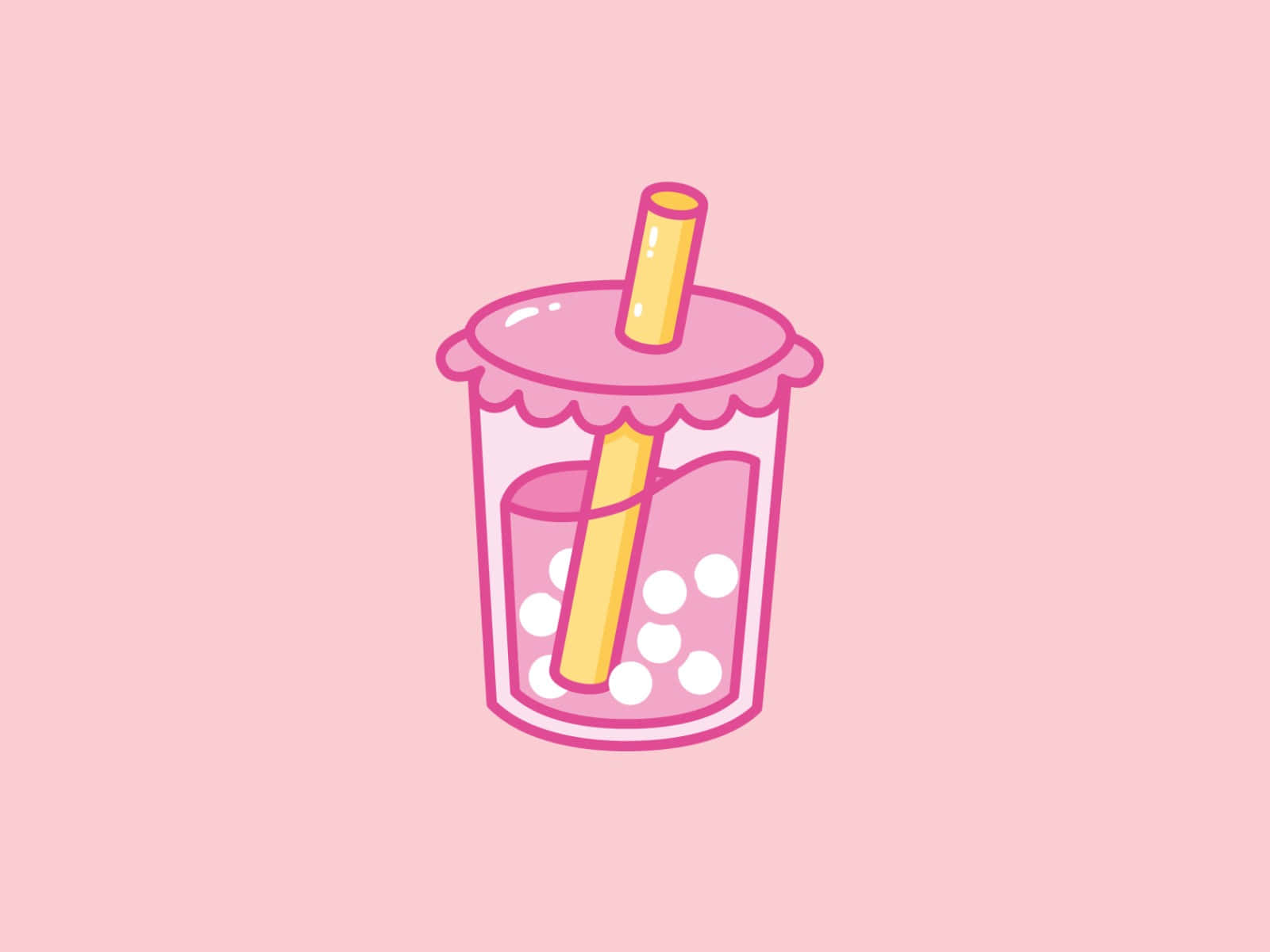 cute boba tea cartoon illustration, pink bubble tea cup, white tapioca pearls, HD Desktop Wallpaper
