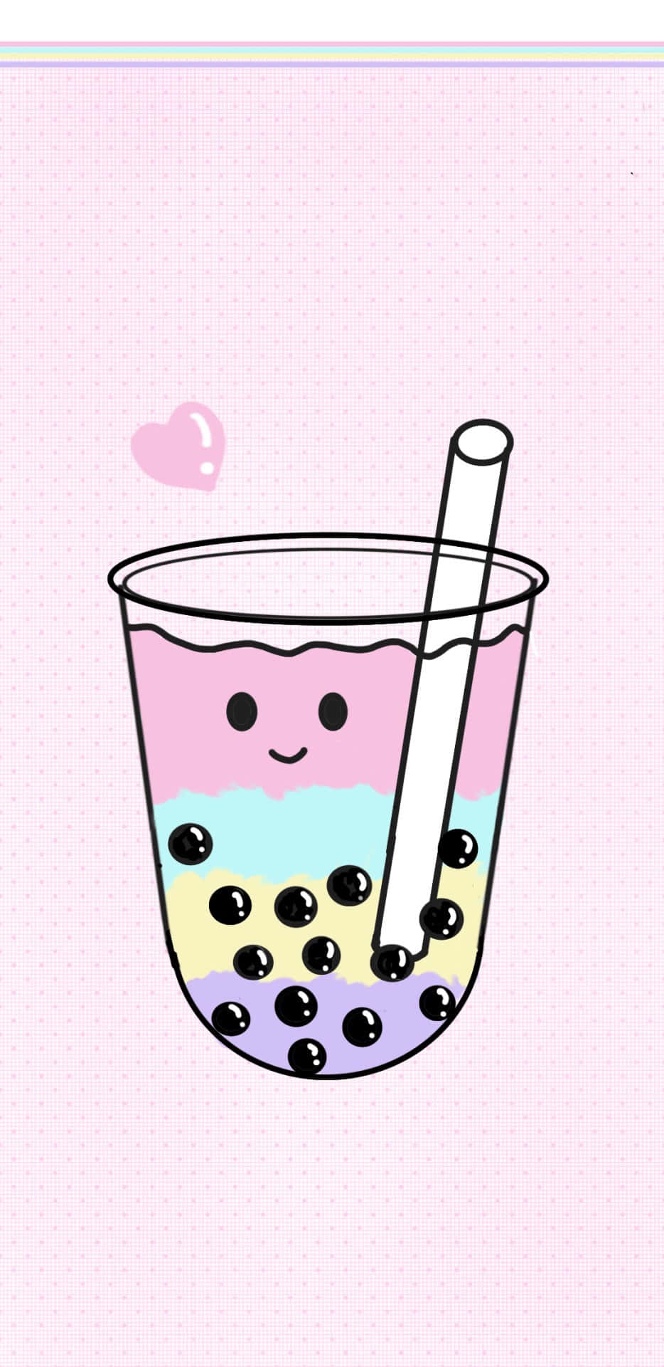 cute anthropomorphic boba tea, smiling face, rainbow layers of tapioca pearls, Full HD Phone Wallpaper