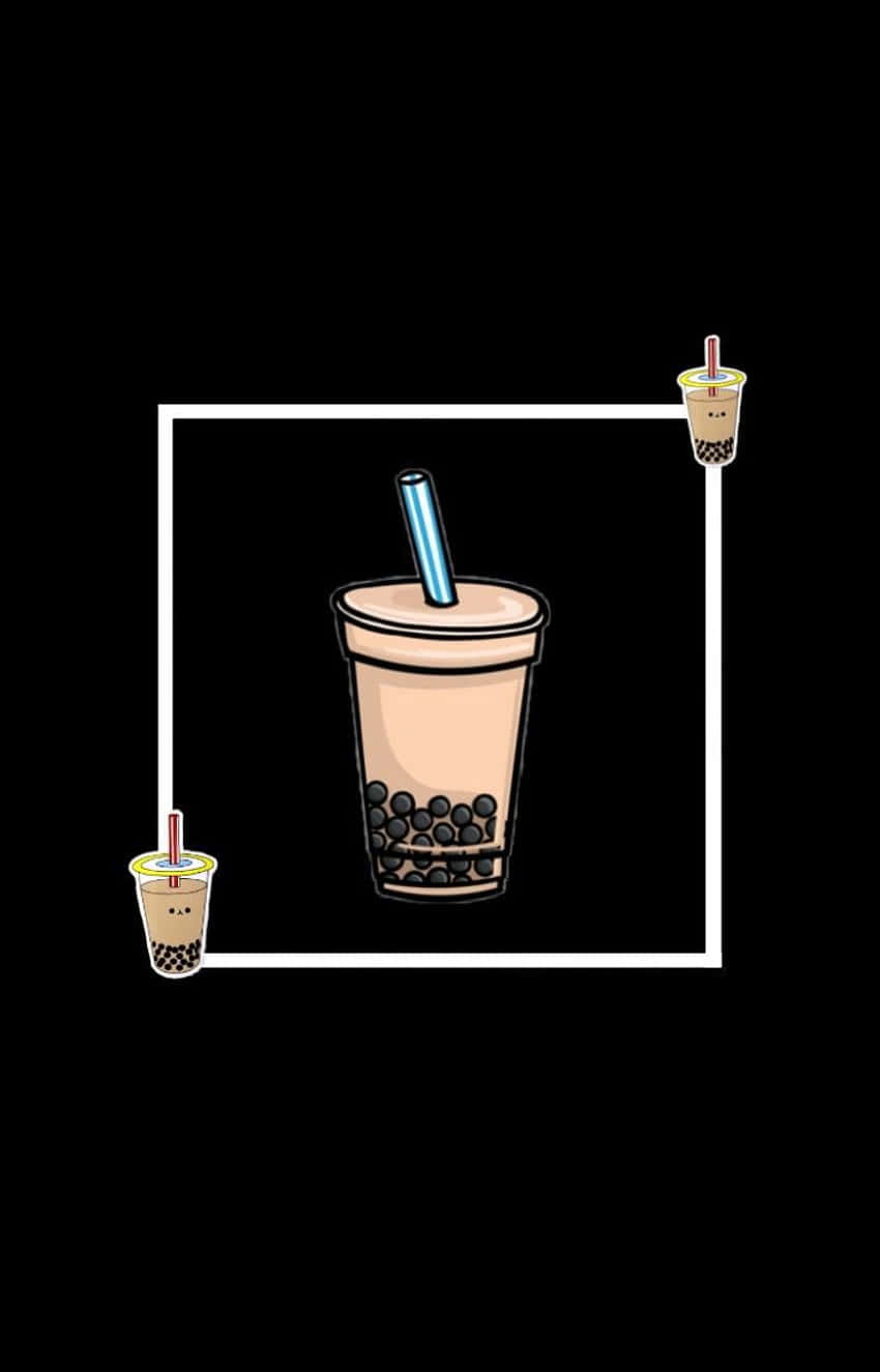 Boba Tea, cartoon bubble tea cup, blue straw, HD Phone Wallpaper