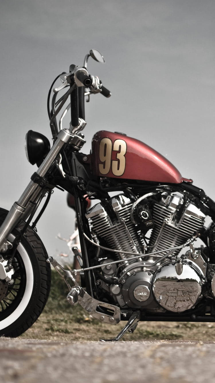 classic retro bobber motorcycle, red motorcycle, chrome details, HD Phone Wallpaper