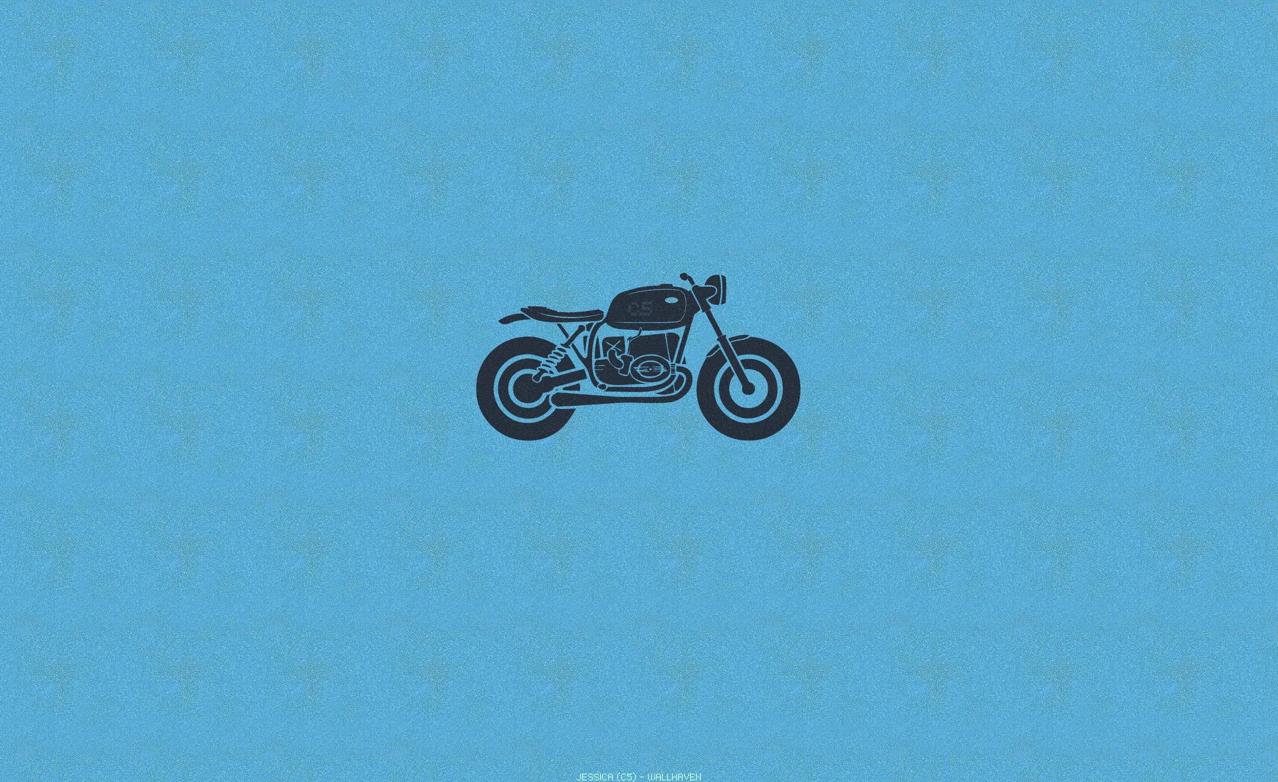 bobber motorcycle, minimalist art, black, 2K Desktop Wallpaper