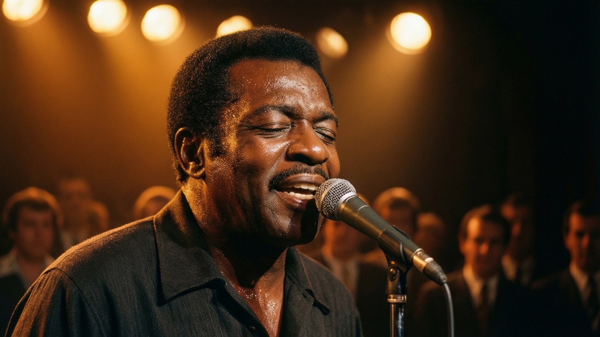 Bobby Blue Bland, 1960s concert, singing passionately, Full HD Desktop Wallpaper