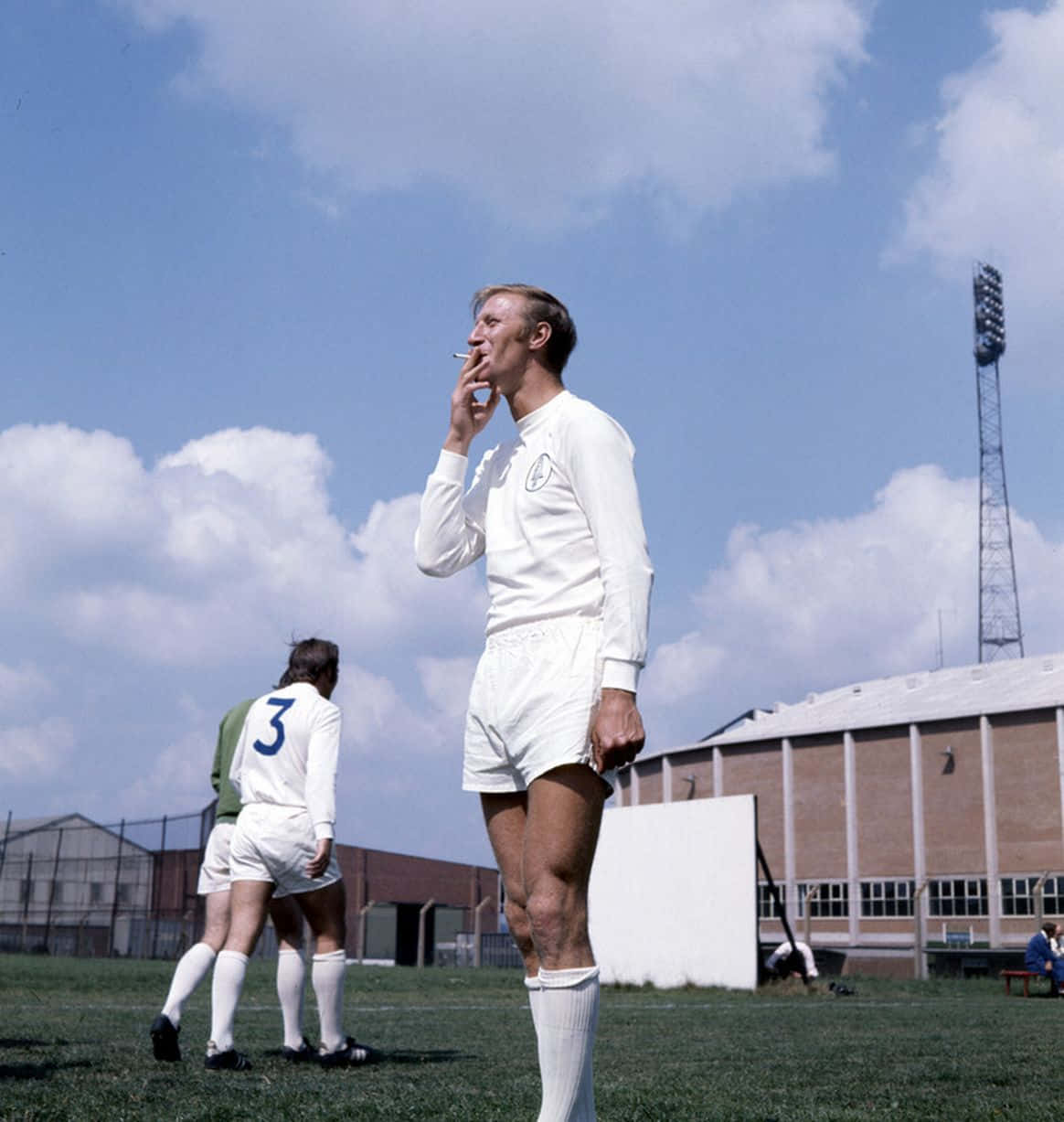 Bobby Charlton, white kit, sunny grass field, SD Phone Wallpaper