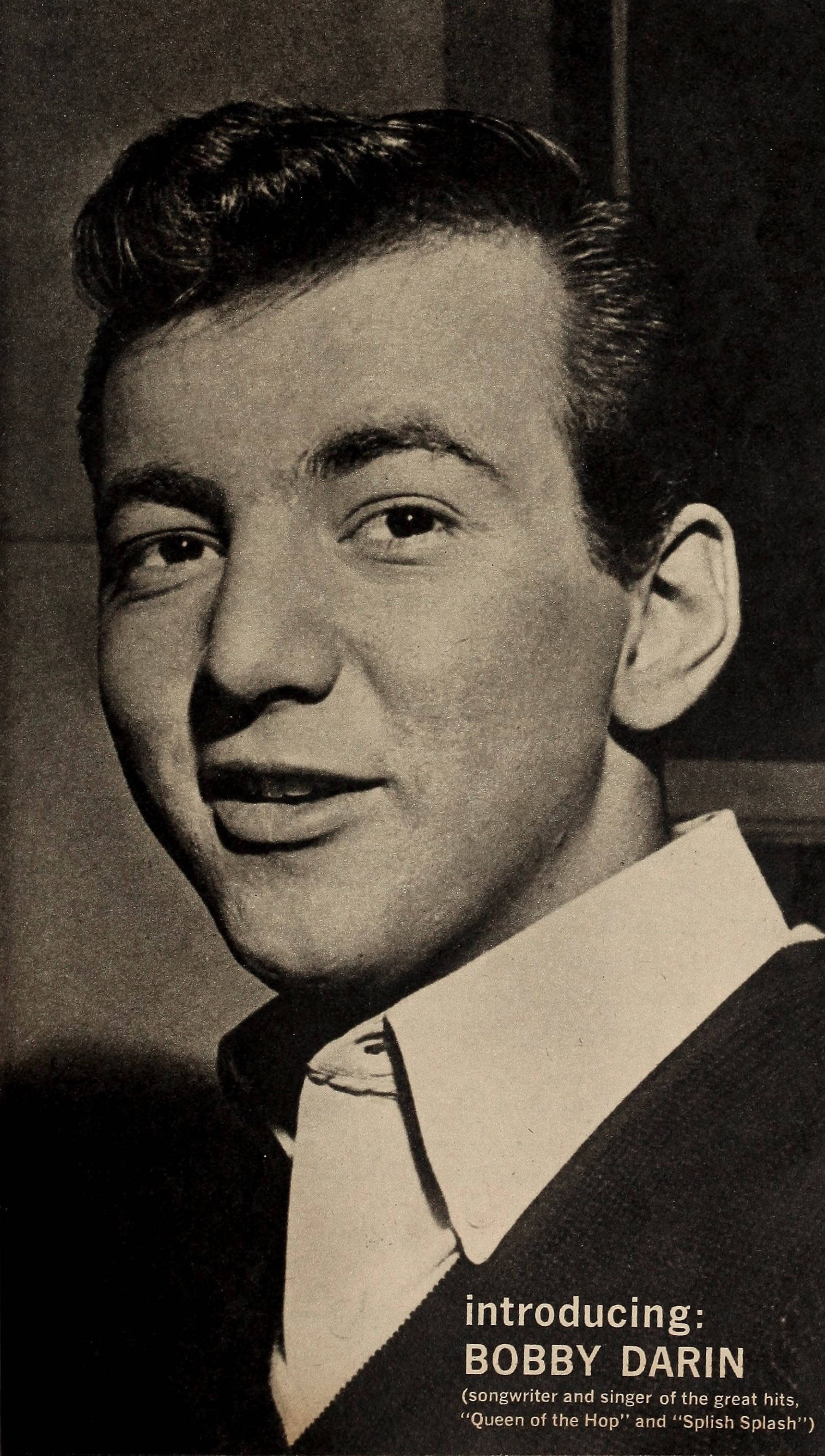Bobby Darin, 1959, black and white portrait, 2K Phone Wallpaper