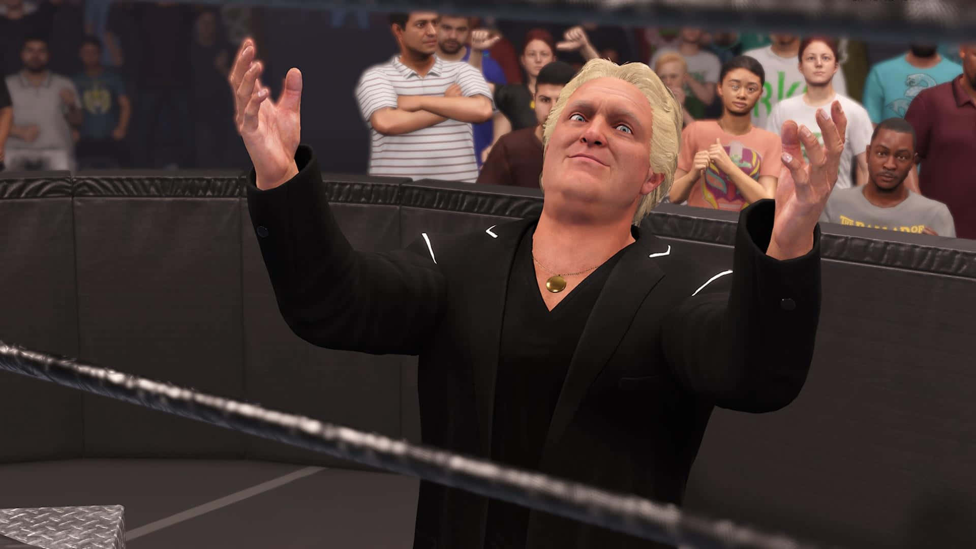 Bobby Heenan, wrestling ring, black suit, Full HD Desktop Wallpaper