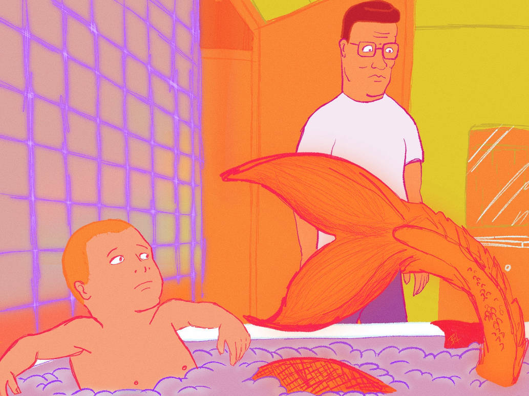 Bobby Hill, orange fish tail, bathtub, SD Desktop Wallpaper