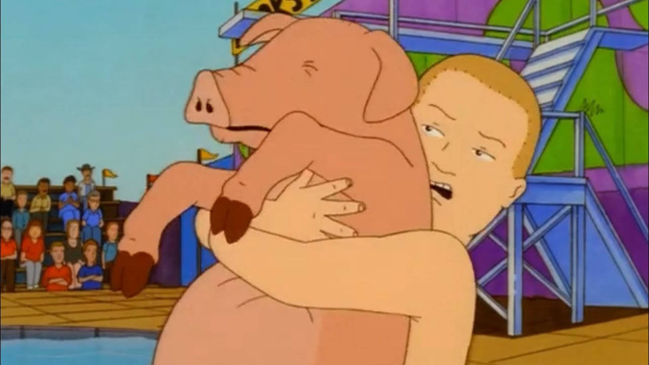 Bobby Hill, pig, poolside event, HD Desktop Wallpaper