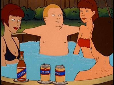 Bobby Hill, hot tub, beer bottles, SD Desktop Wallpaper