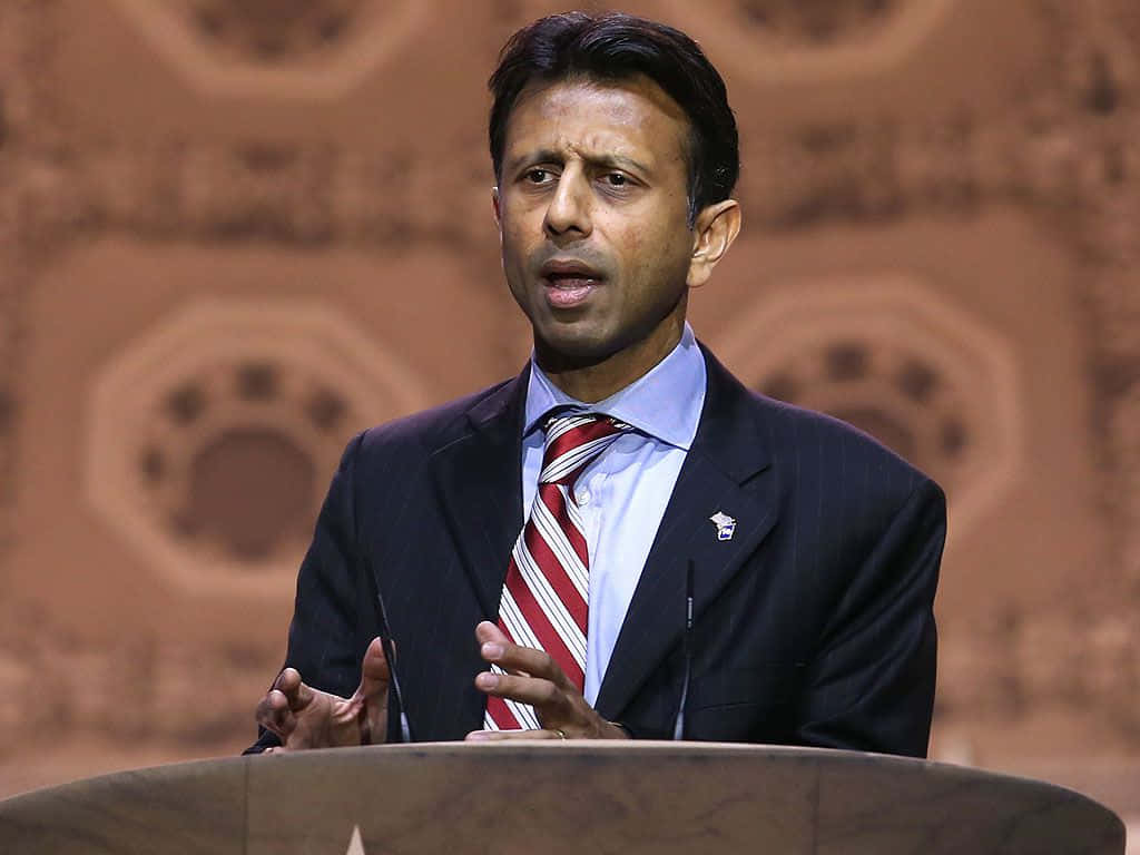 Bobby Jindal, dark suit, red striped tie, SD Desktop Wallpaper
