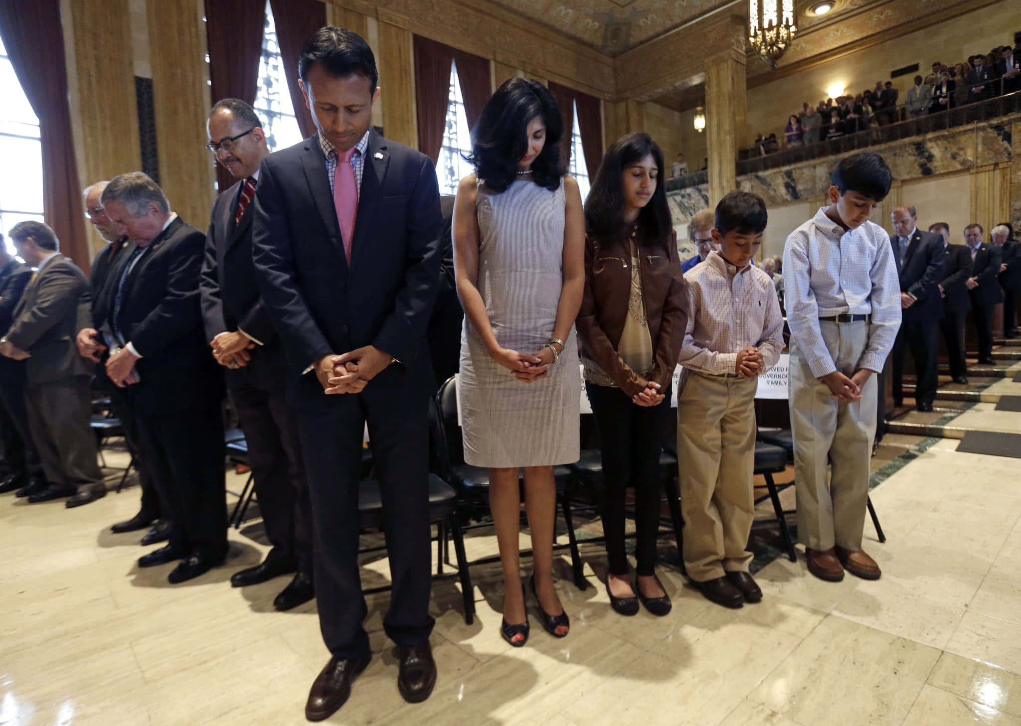 Bobby Jindal, family, grand marble hall, Full HD Desktop Wallpaper