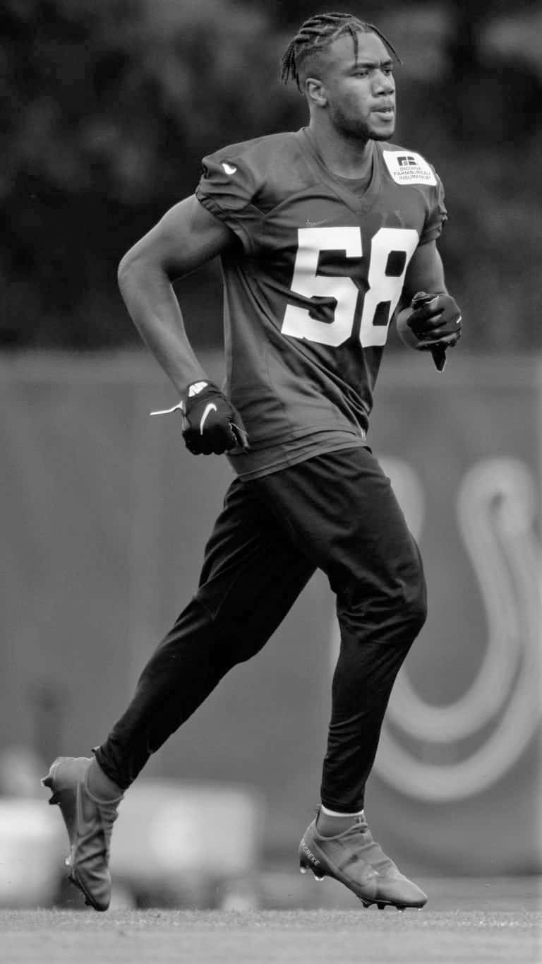 Bobby Okereke, jersey number 58, black and white photo, HD Phone Wallpaper