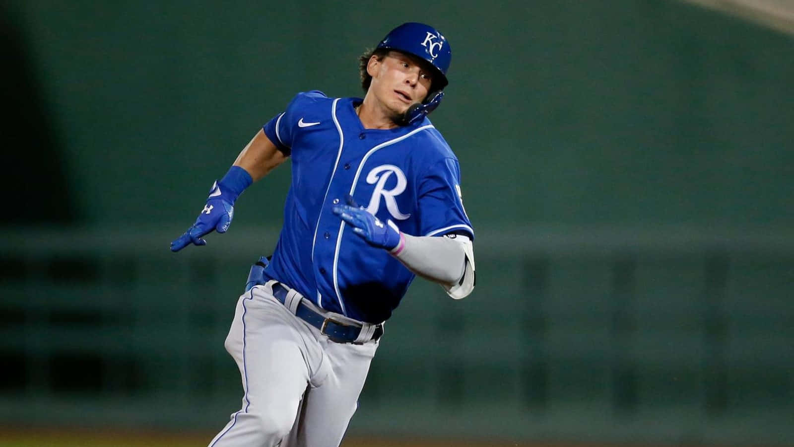 Bobby Witt Jr, blue Royals uniform, stadium lights, HD Desktop Wallpaper