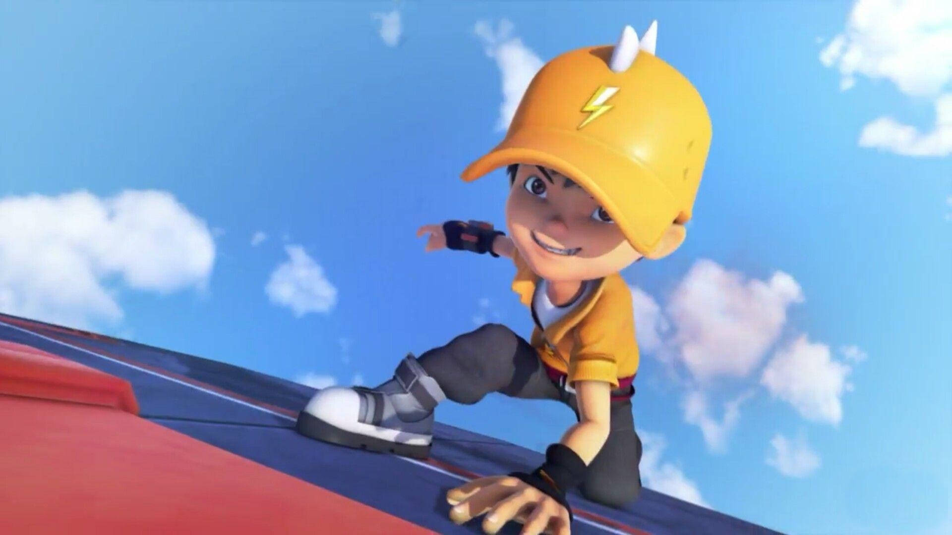 Boboiboy HD, lightning elemental form, yellow cap, Full HD Desktop Wallpaper