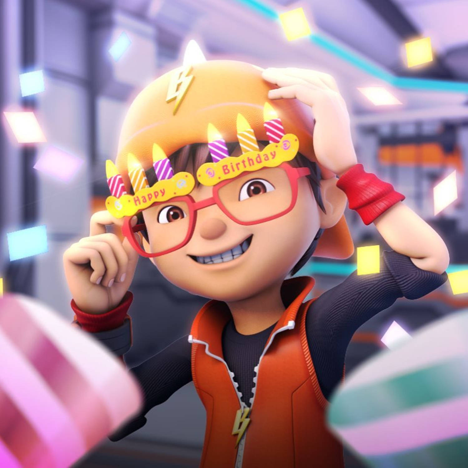 Boboiboy HD, birthday crown, lit candles, HD Desktop Wallpaper