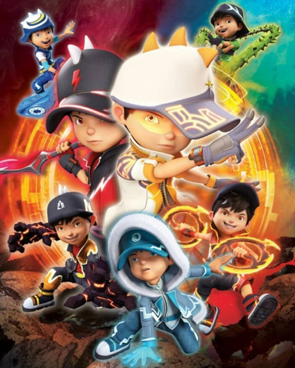 Boboiboy, HD Movie Poster, colorful superhero gear, SD Phone Wallpaper