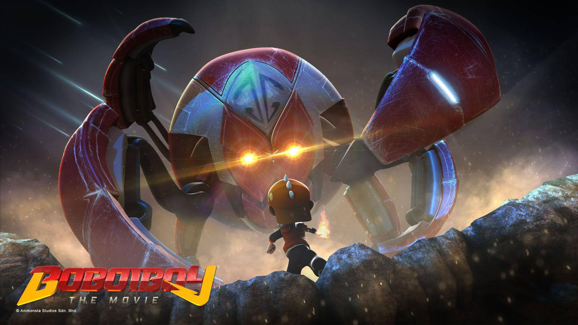 BoBoiBoy, crab machine, red and silver, Full HD Desktop Wallpaper