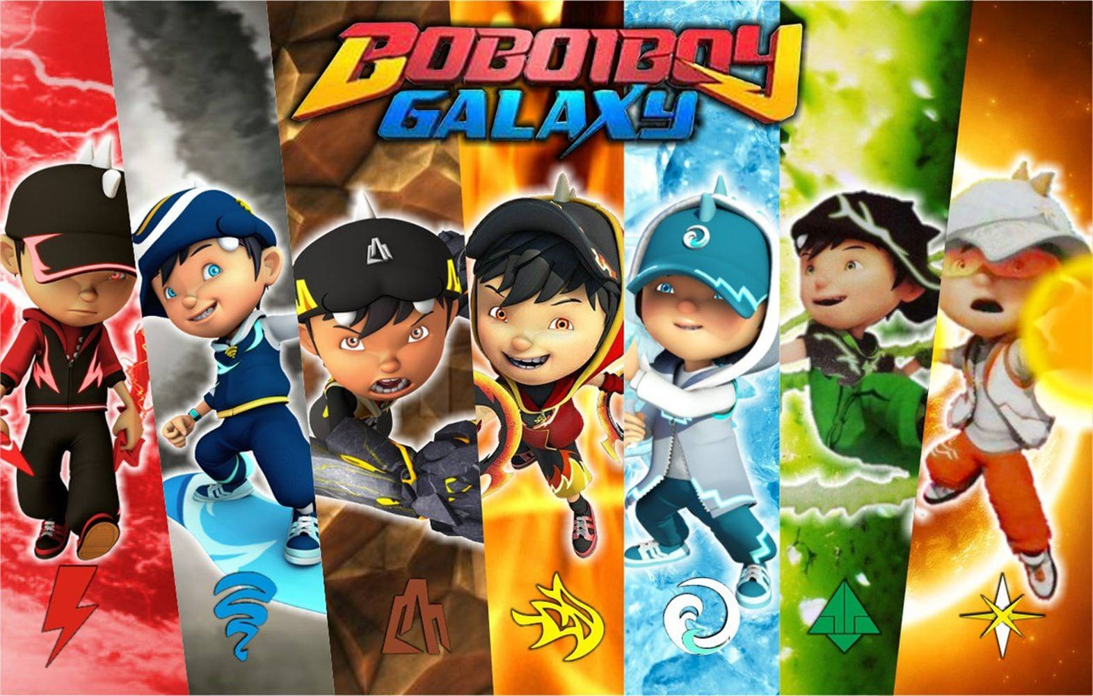 Boboiboy Galaxy, fire, water, HD Desktop Wallpaper