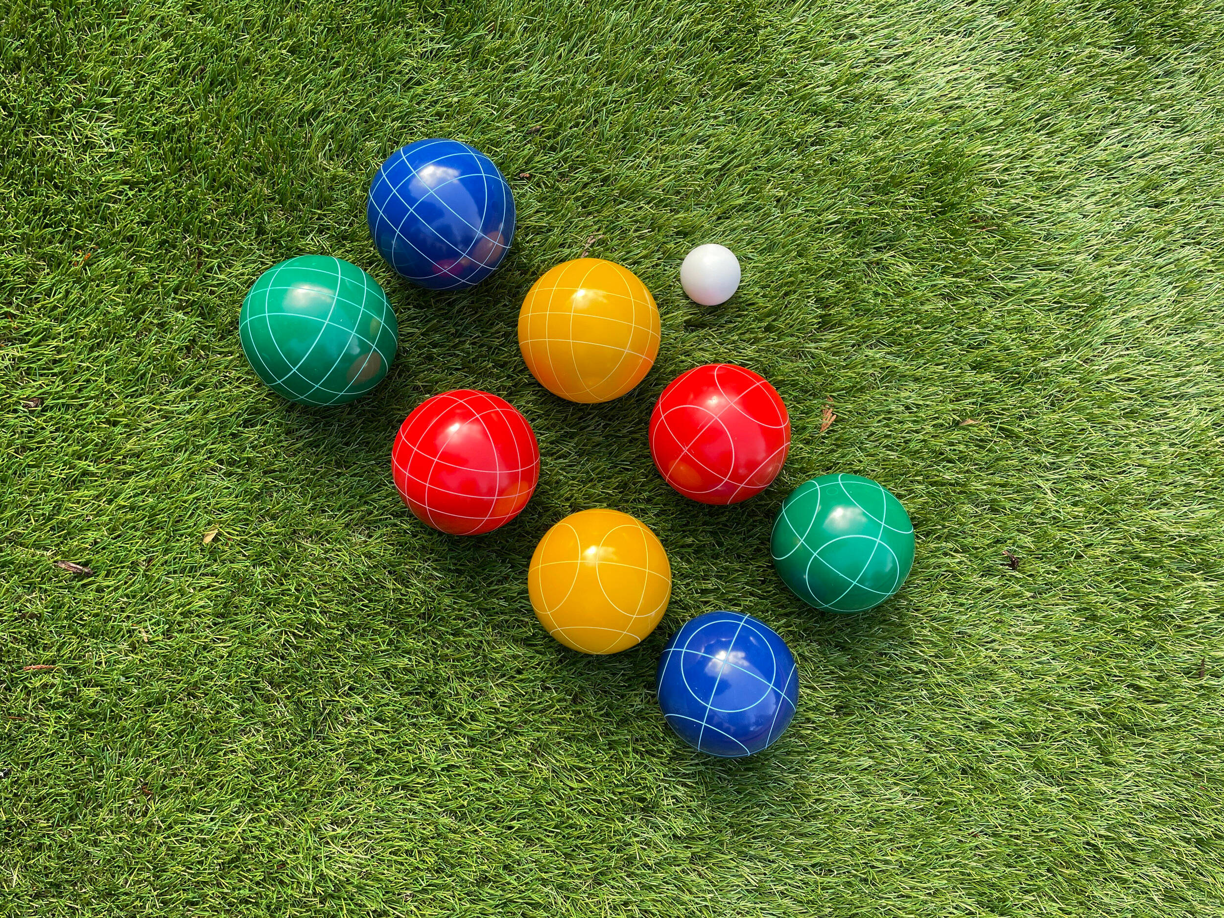 bocce ball, grass, white grid lines, Full HD Desktop Wallpaper
