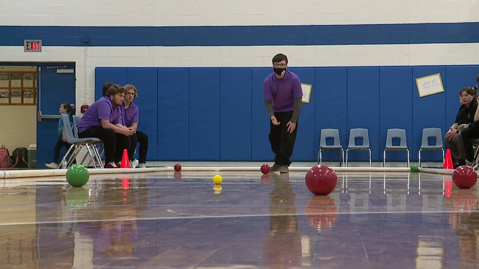 bocce ball, purple shirt, red ball, Full HD Desktop Wallpaper