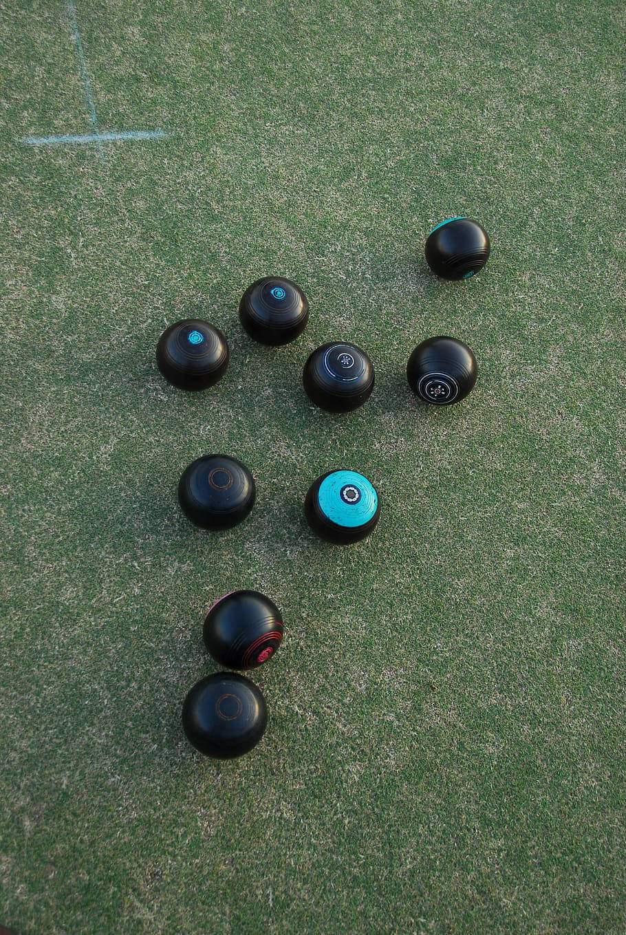 bocce ball, black and blue balls, teal lawn bowls, HD Phone Wallpaper