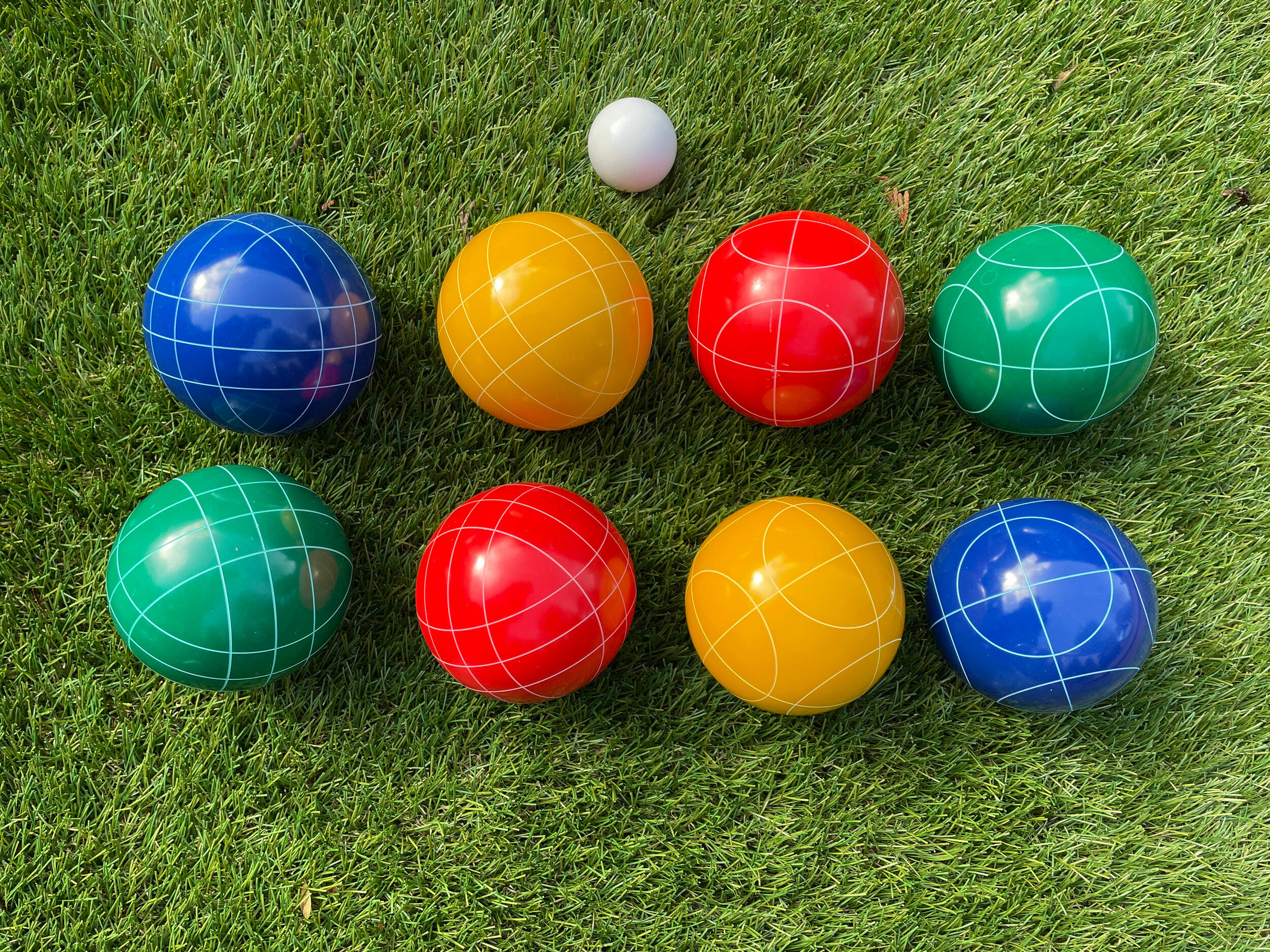 bocce ball, grass, white grid lines, Full HD Desktop Wallpaper
