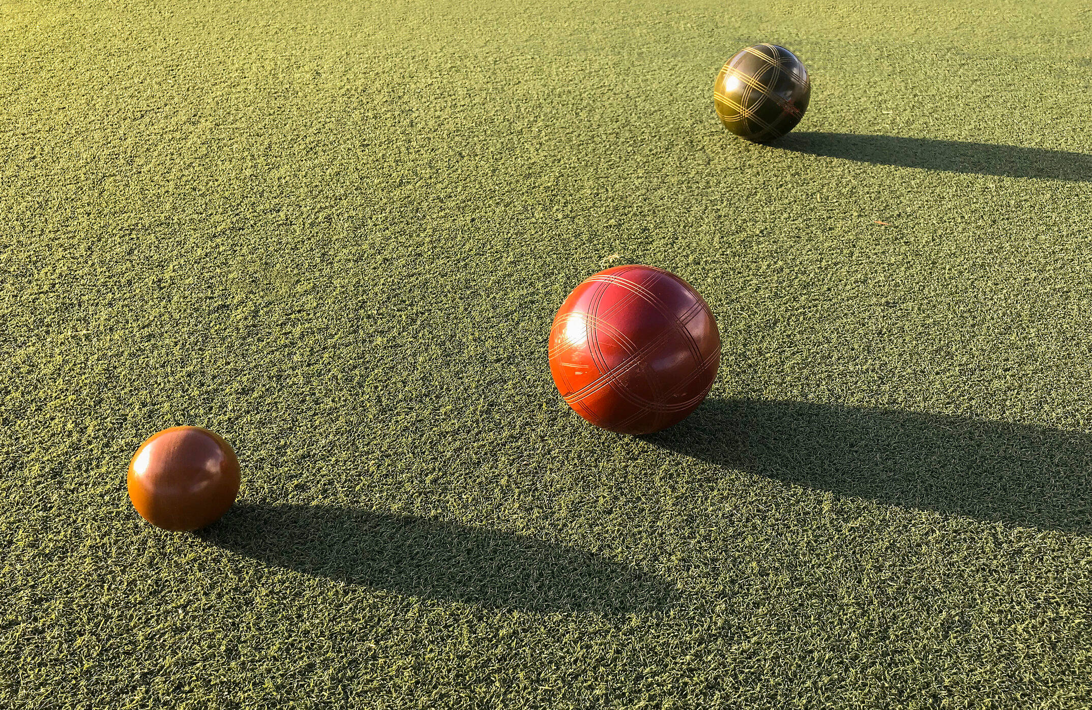 bocce ball, grass, polished wooden bowls, Full HD Desktop Wallpaper