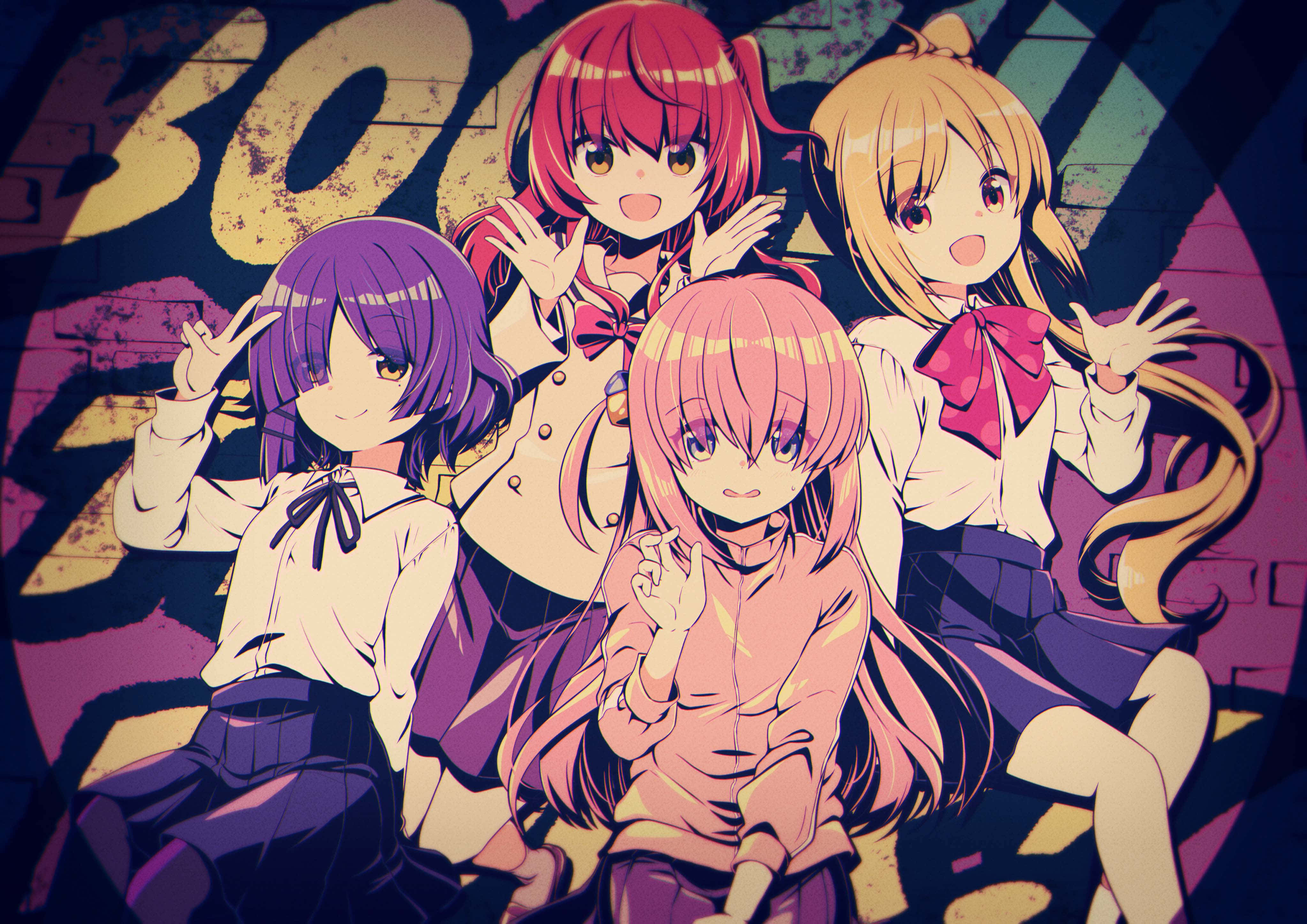 Bocchi The Rock, band members, anime girls, 4K Desktop Wallpaper