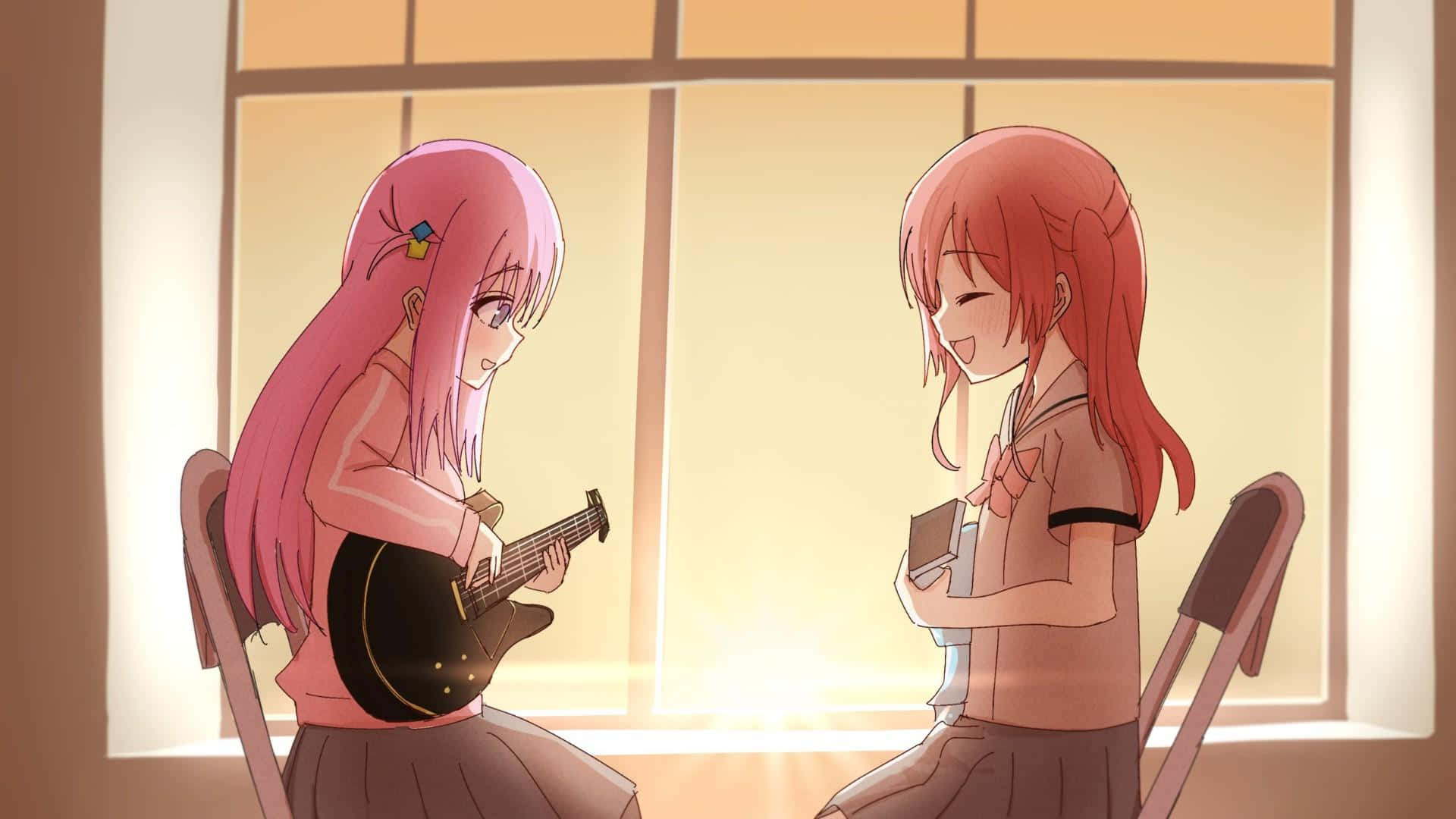 Bocchi The Rock, sunset, jam session, Full HD Desktop Wallpaper