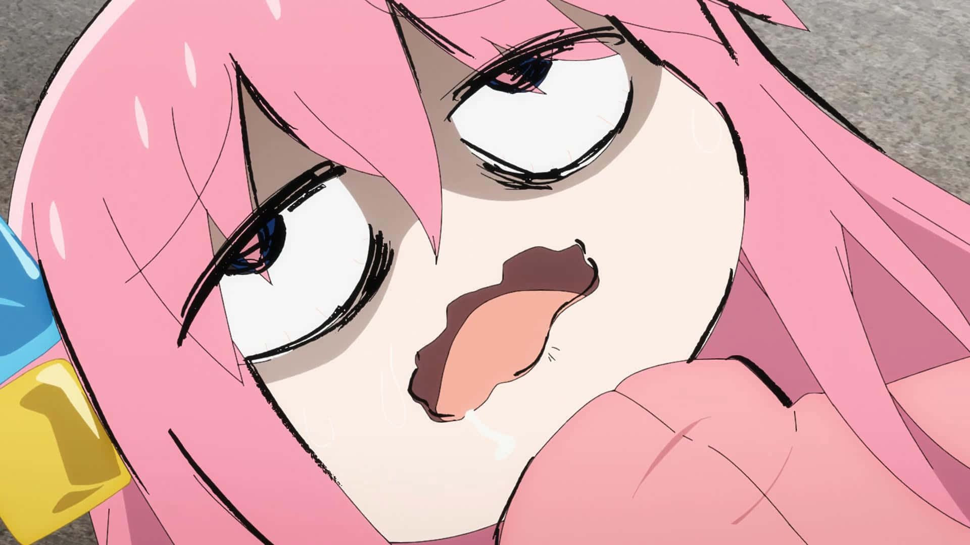 Bocchi The Rock, pink hair, wide eyes, Full HD Desktop Wallpaper