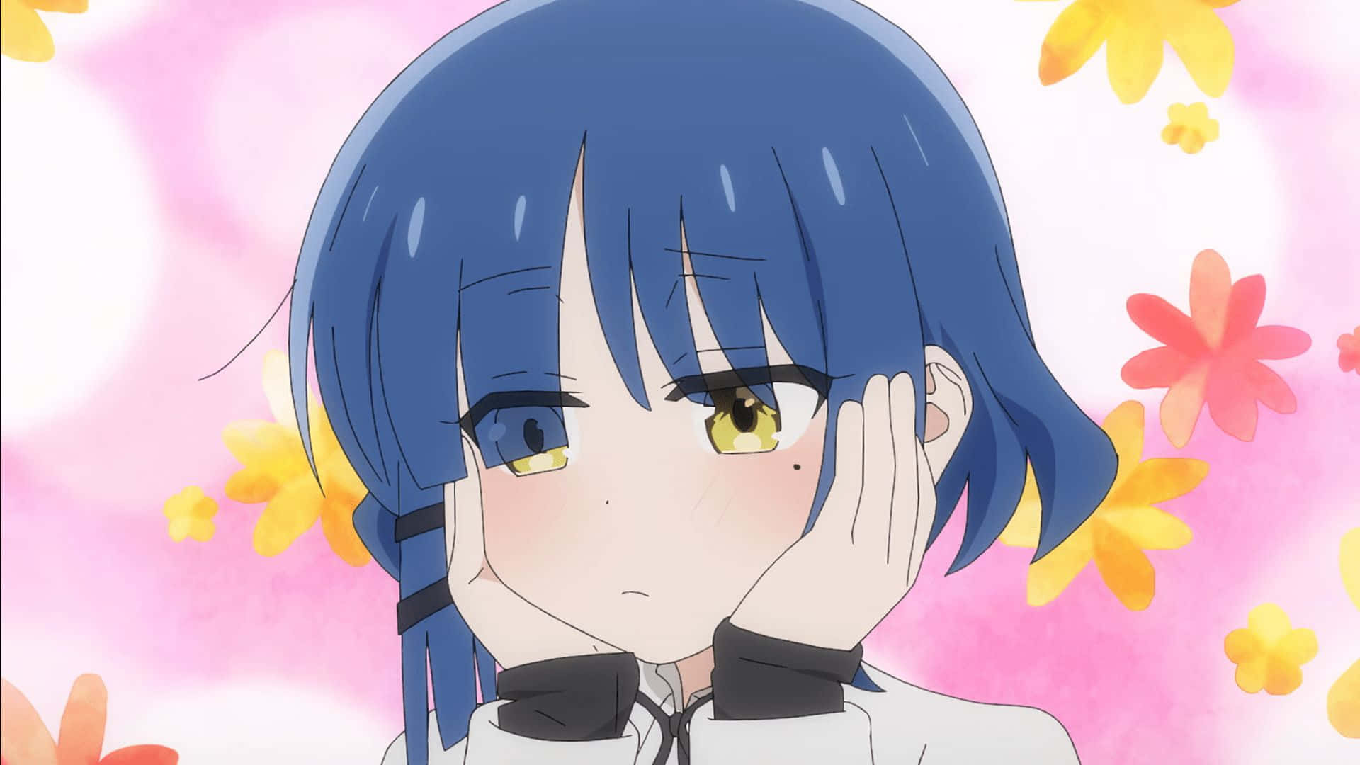 Bocchi The Rock, blue-haired, golden eyes, Full HD Desktop Wallpaper