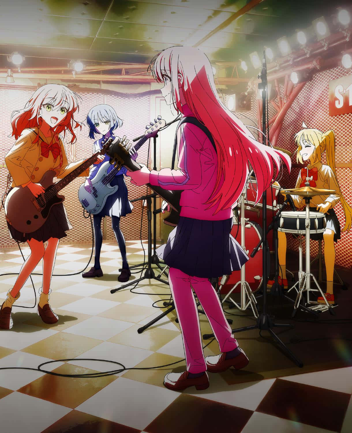 Bocchi The Rock, checkered stage, bright spotlights, HD Phone Wallpaper