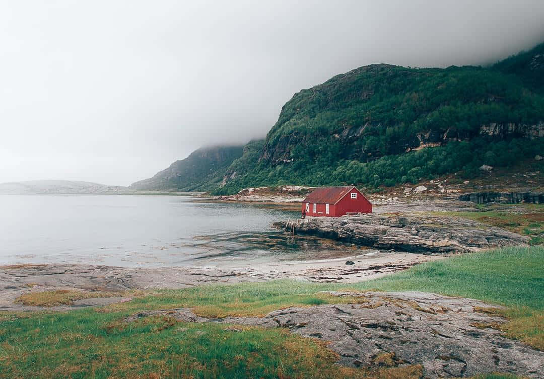 Bodø, sunset, red cabin, SD Desktop Wallpaper