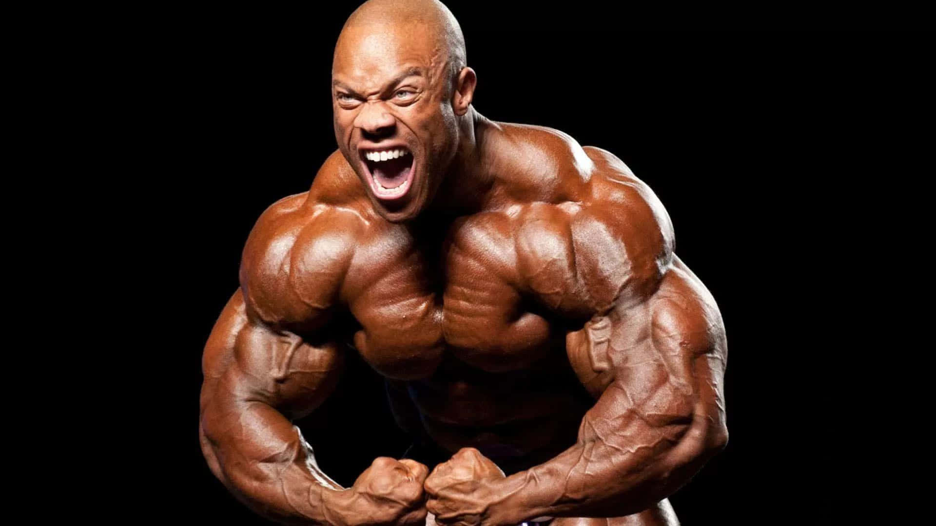 muscular bodybuilder, bald, defined veins, Full HD Desktop Wallpaper