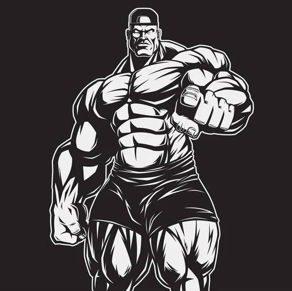 Vector HD Artwork Bodybuilders, muscular wrestler, cap and trunks, SD Desktop Wallpaper