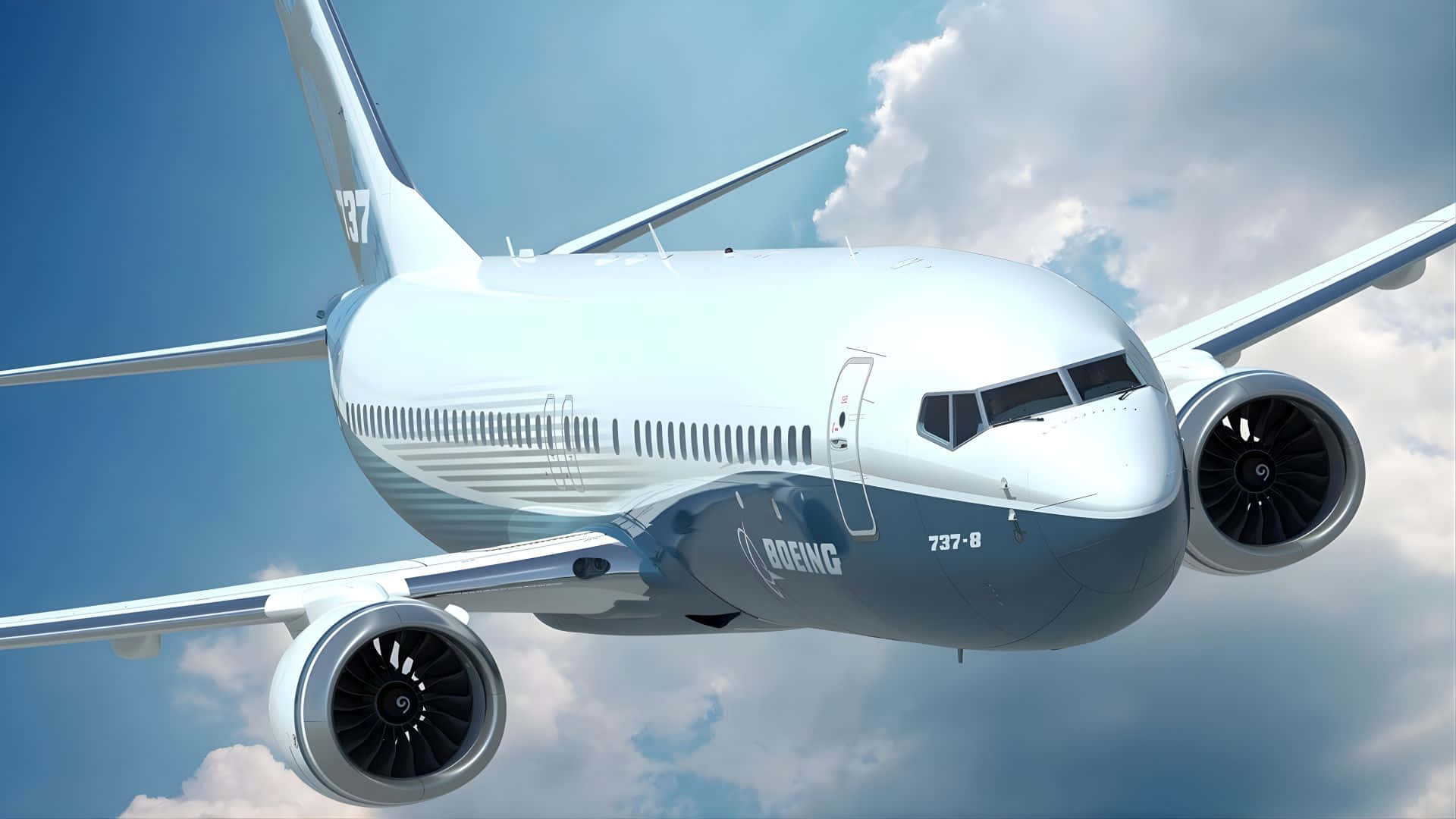 Boeing 737-8, white, bright blue sky, Full HD Desktop Wallpaper