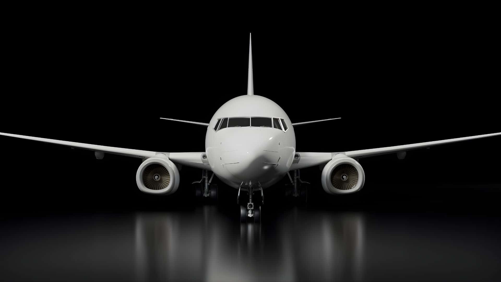 Boeing 737, pristine white, glossy black floor, Full HD Desktop Wallpaper