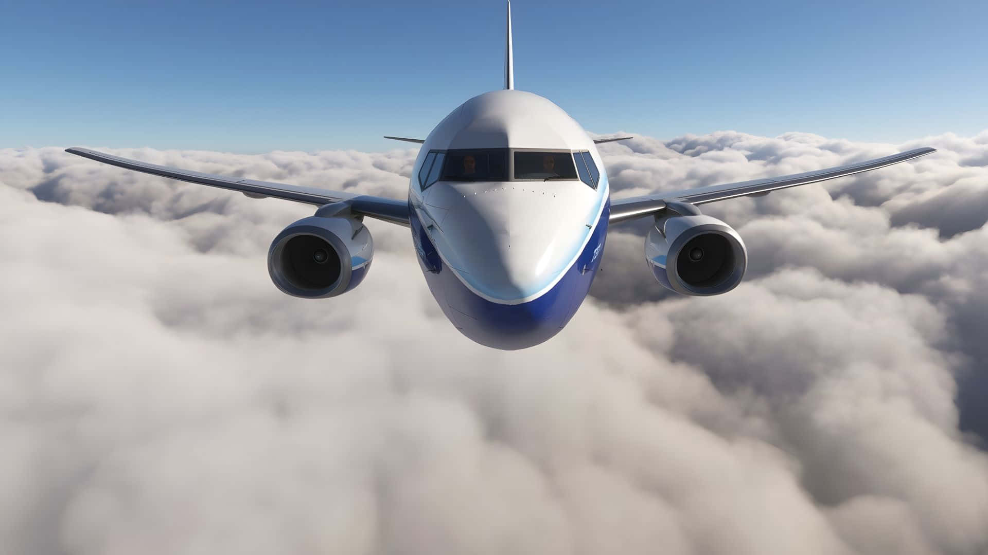 Boeing 737, passenger jet, fluffy white clouds, Full HD Desktop Wallpaper